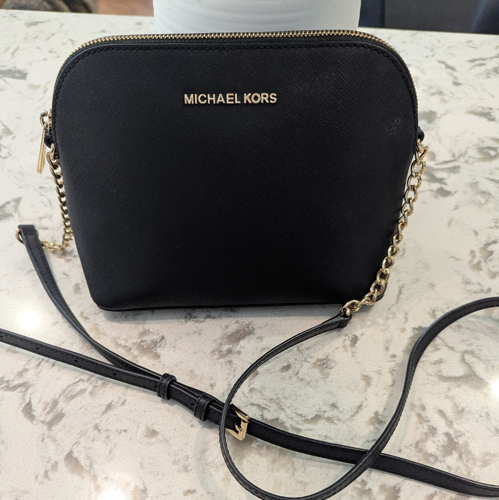 Michael Kors Black Crossbody Bag with Gold Chain